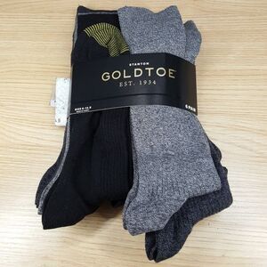 GOLD TOE Mens Dress Socks Black Gray 6-Pack Stanton Knit Reinforced Toe